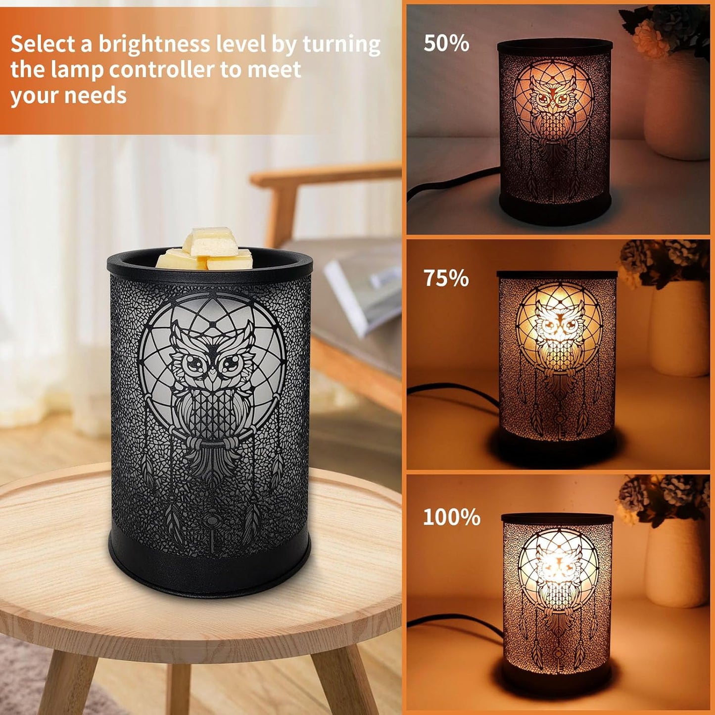 Wax Melt Warmer for Scented Wax, Owl Warmer Scented Melter, Candle Wax Burner Warmer, Fragrance Warmer LED Light, Smokeless Wax Melting, Aromatherapy Essential Oil Diffuser & Night Light