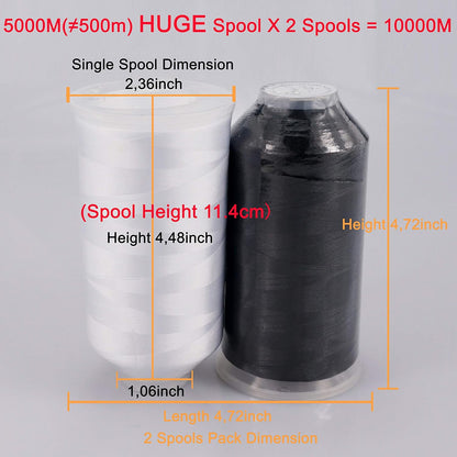 Polyester Embroidery Machine Thread Assorted Color Packs - 40 Options - 5000M Spool - for All Embroidery Machines