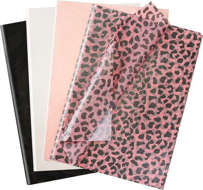 60 Sheets Leopard Tissue Paper, Metallic Cheetah Gift Wrapping Tissue Paper for Gift Bags & Packaging, Pink Black Art Tissue for Birthday, Bachelor Party, Weddings, Holidays,19.7X13.8Inch