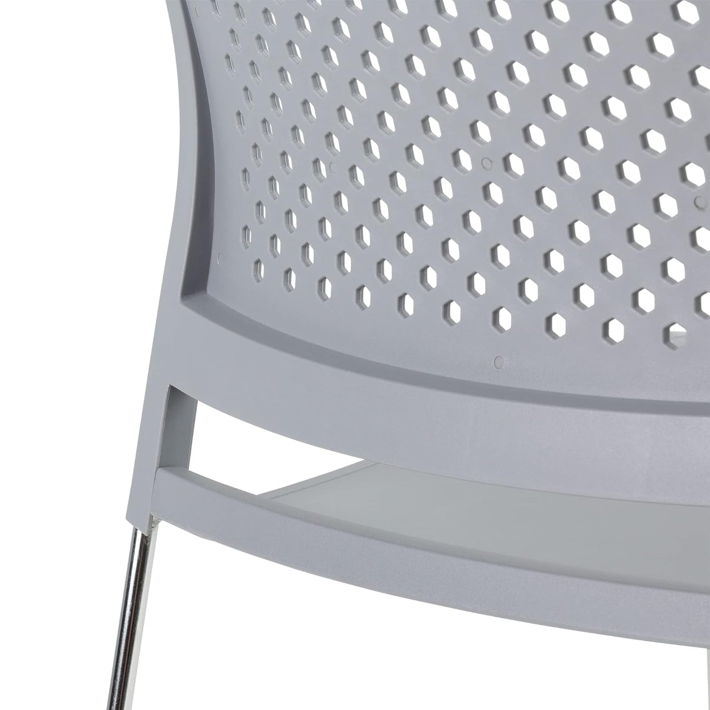 Chrome Sled Base Office Stack Chair with Perforated Seatback (Pack of 5), Gray