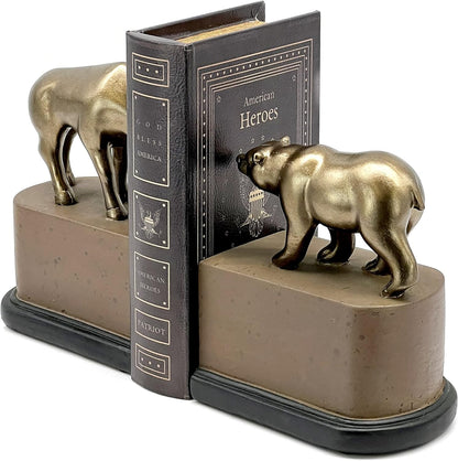 Bull Bear Decorative Vintage Bookends Business Gifts for Executives Manager Finance Company Stock Consultant Advisor Animal Book Ends Bookshelves Support Statues