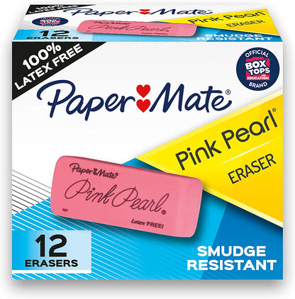 Erasers | Pink Pearl Large Erasers, 12 Count