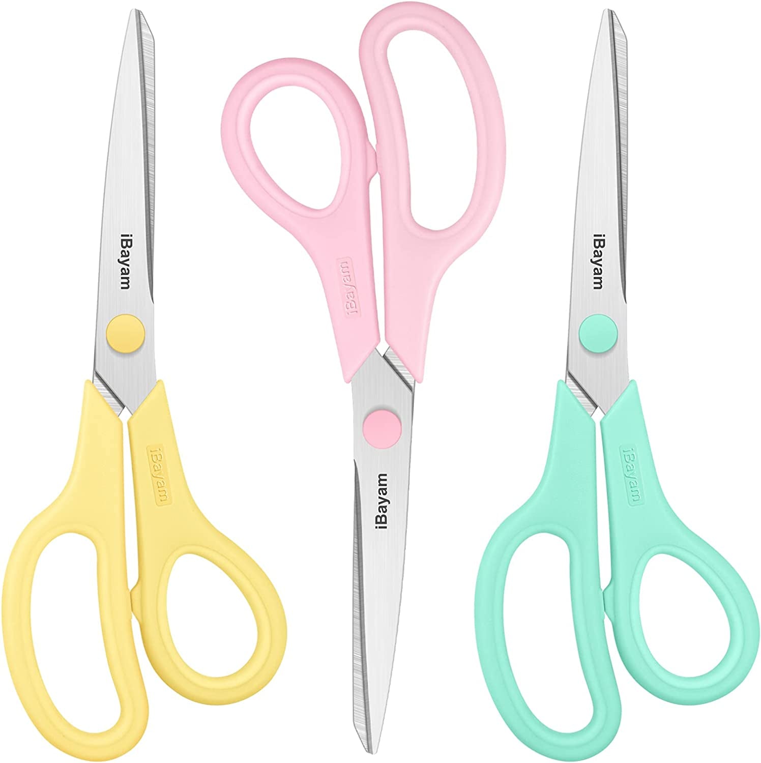 Scissors,  8" All Purpose Scissors Bulk 3-Pack, Ultra Sharp 2.5Mm Thick Blade Shears Comfort-Grip Scissors for Office Desk Accessories Sewing Fabric Home Craft School Supplies, Right/Left Handed