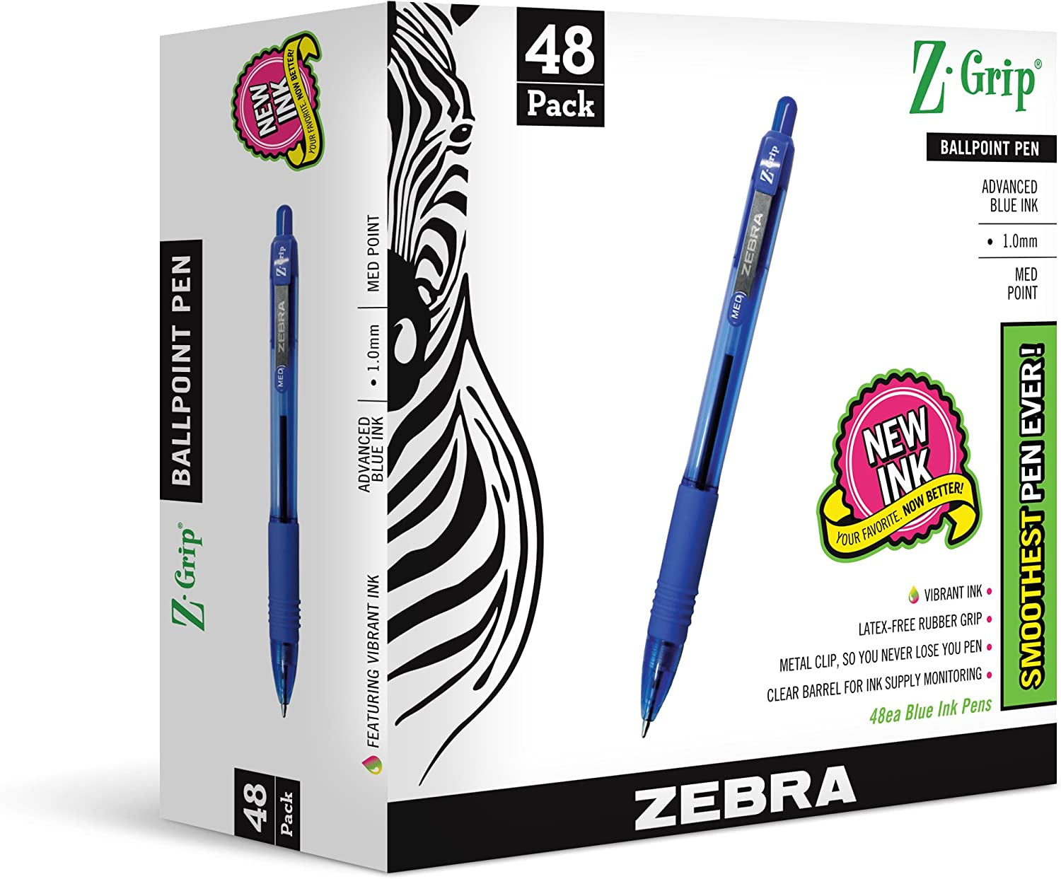 Pen Z-Grip Retractable Ballpoint Pen, Medium Point, Black Ink, 18-Pack, Model Number: 22218