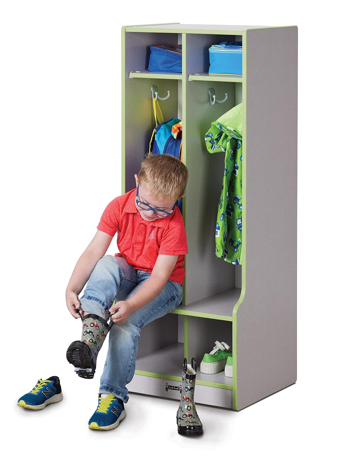 Rainbow Accents 4682JCWW130 2 Section Coat Locker with Step - Key Lime Green