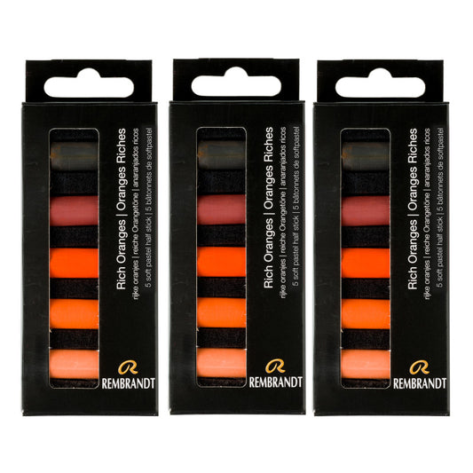 Soft Pastels Micro Sets, Rich Oranges Per Set, 5 Half Sticks, 3 Sets