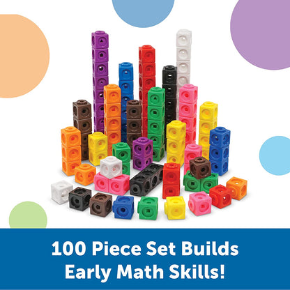 Mathlink Cubes - Set of 100 Cubes, Ages 5+ Kindergarten, STEM Activities, Math Manipulatives, Homeschool Supplies, Teacher Supplies