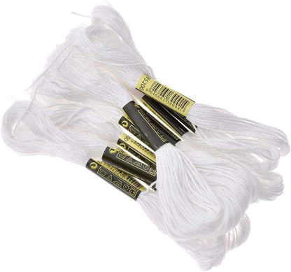 24 Skeins Cross Stitch Threads, Black and White Cotton Embroidery Floss Friendship Bracelets Floss with 12 Pieces Floss Bobbins for Knitting, Cross Stitch Project