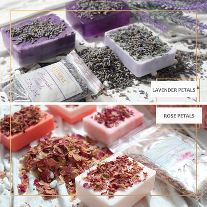 Soap Making Kit - Glycerin & Shea Butter Soap Base, Soap Molds, Dried Flowers, Fragrances, Dye - DIY Craft Kit for Adults & Kids