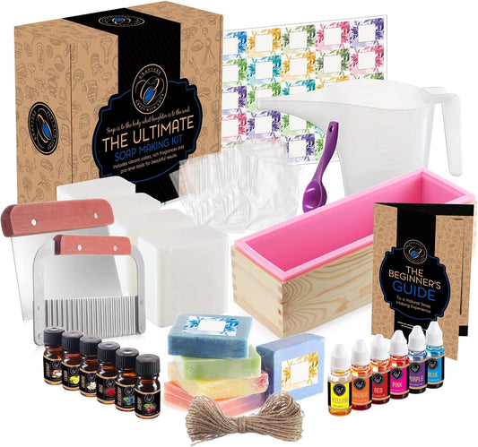 Soap Making Kit for Adults and Kids - Soap Making Supplies with Shea Butter Soap Base, Silicone Loaf Molds, Cutters, Fragrances & More Melt and Pour Soap DIY Craft Kits