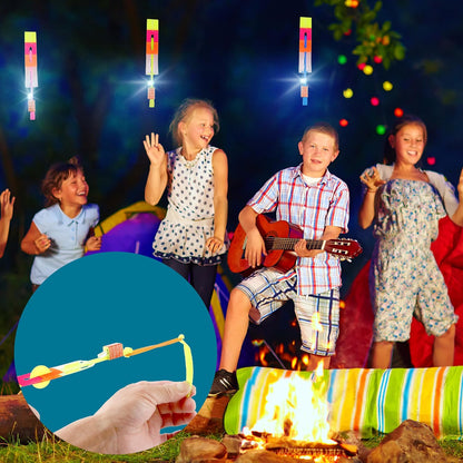 52 Pieces Led Flying Slingshot Light up Rocket Helicopter Flying Toys Glow Arrow Flying Toys for Kids Summer Outdoor Games Birthdays Children'S Day Christmas Party Favors