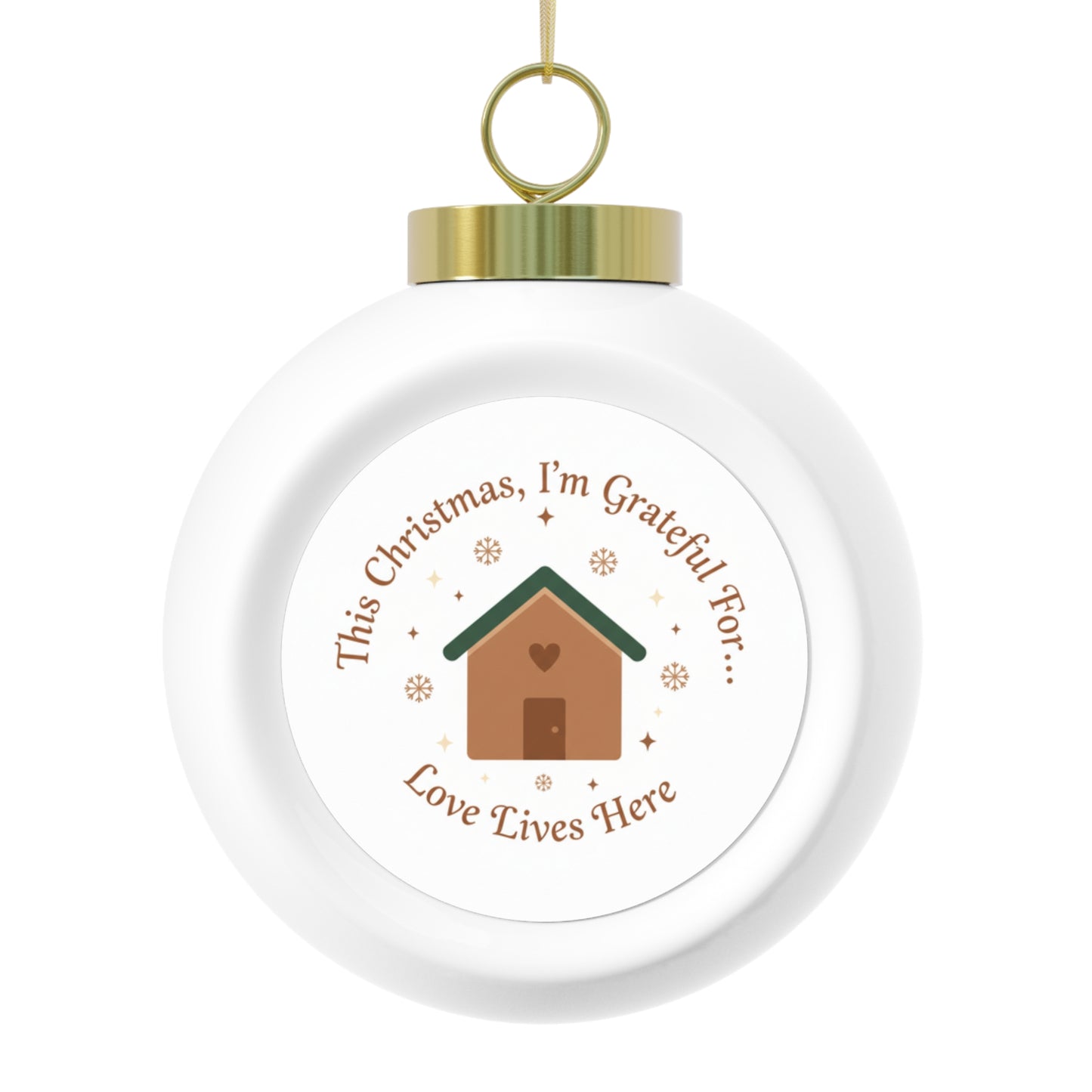 Christmas Ball Ornament - Love Lives Here Vintage Ceramic