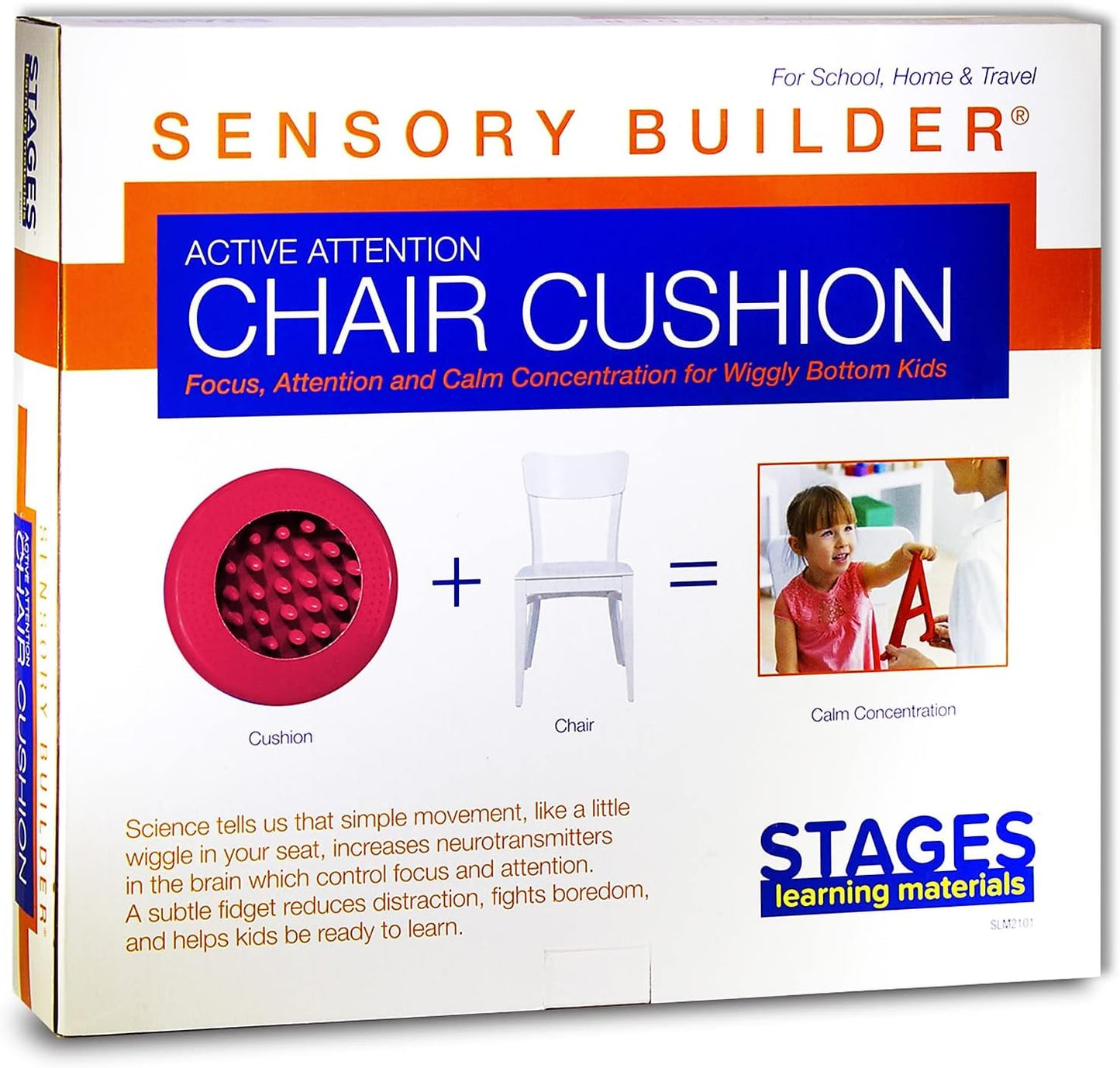 Sensory Builder Active Attention Chair Cushion for Wiggly Bottom Kids Seat, Red, 13" X 2.5