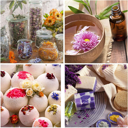 24 Bags Dried Flowers,100% Natural Dried Flowers Herbs Kit for Soap Making, DIY Candle Making,Bath - Include Rose Petals,Lavender,Don'T Forget Me,Lilium,Jasmine,Rosebudsand More