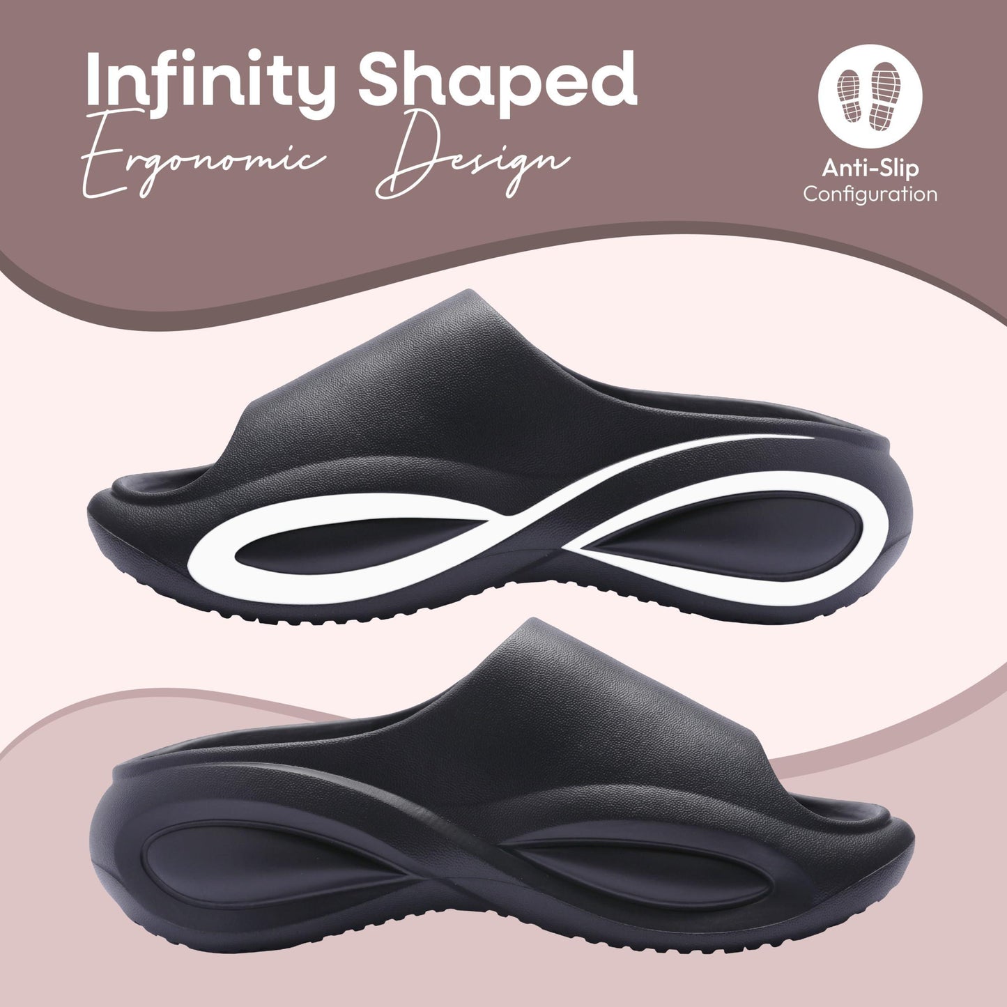 Infinity Slippers for Women Men Adult Stylish Comfortable Non Slip Indoor Outdoor Slides - Loomini