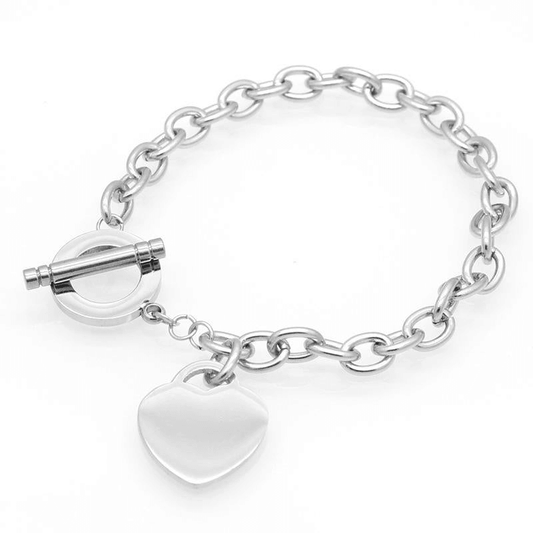 Heart Shaped Lady Charm Bracelet (925 Silver) - Loomini