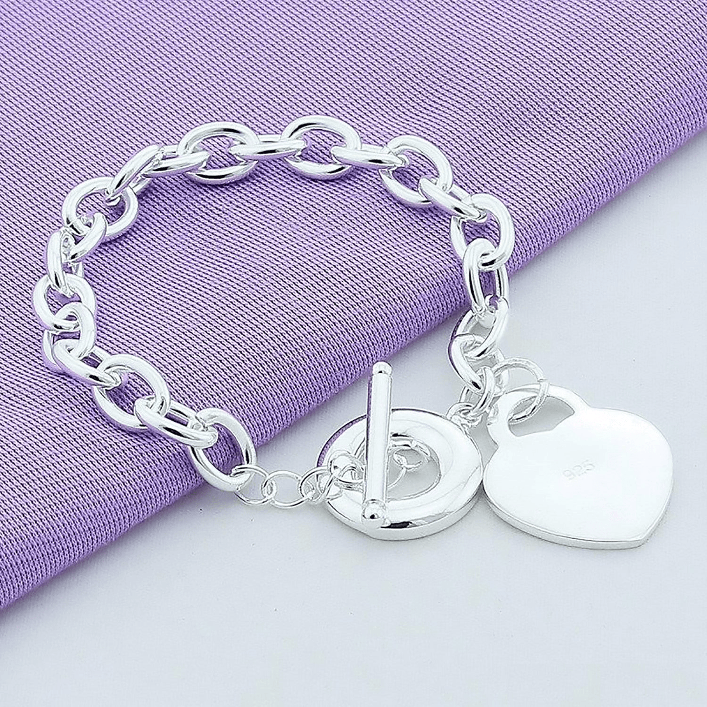 Heart Shaped Lady Charm Bracelet (925 Silver) - Loomini