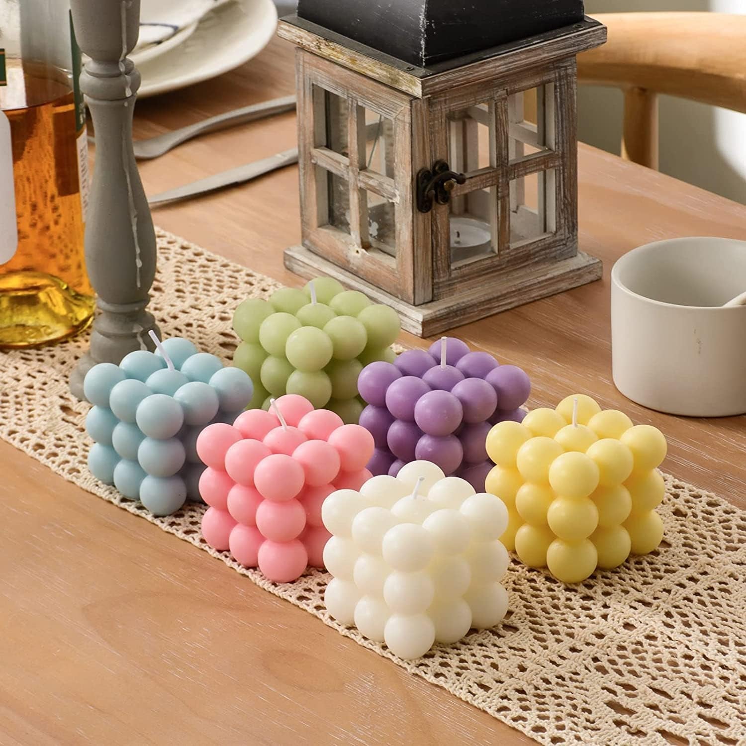Cube Candle Molds, 6 Cavity 3D Bubble Silicone Molds for Candles Making, Cake Mold for Baking Chocolate Dessert Mousse Cake Ice Cream and Making Soap Wax