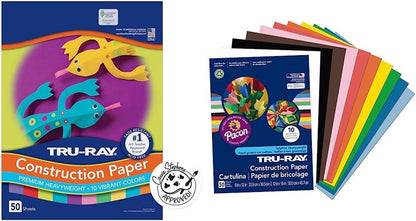 Construction Paper P103031, 10 Classic Colors, 9" X 12", 50 Sheets