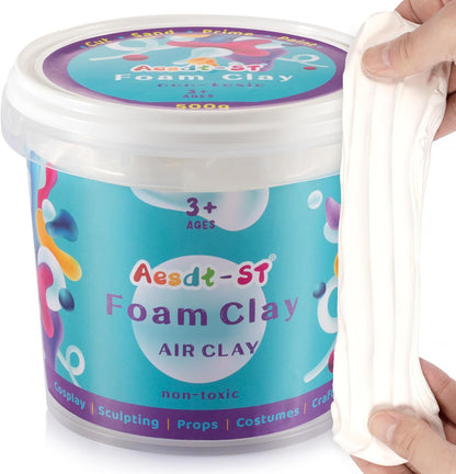 White Moldable Cosplay Foam Clay (300 Gram) - High Density Air Dry Clay, Modeling Clay for Intricate Designs, Figures, Masks, Craft Projects,Great for Cutting, Sanding or Shaping with Tools.