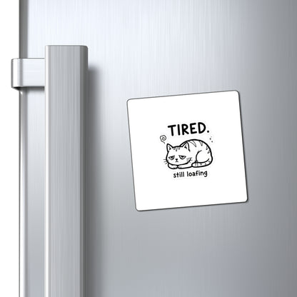 Tired Cat Loaf Doodle | Hand-Drawn Fridge Magnet for Cat People | Funny Family Stocking Stuffer | Chicken Scratch Irony