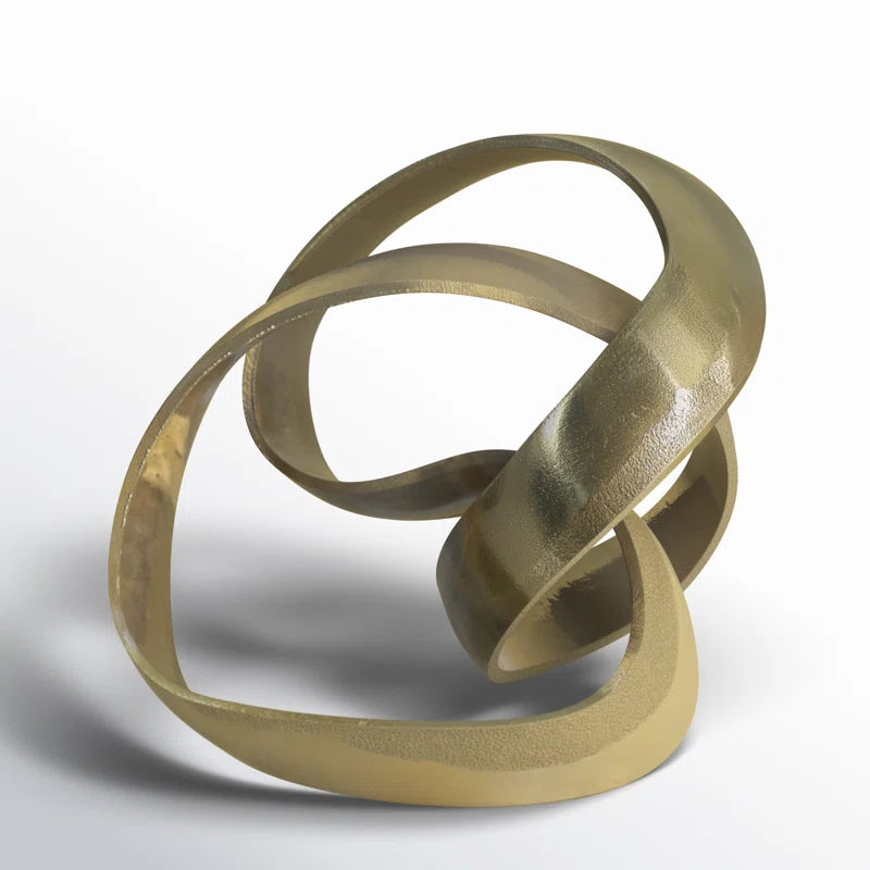 Samara 7" Metal Knot Sculpture - Contemporary Abstract Knotted Metallic Table Decor - Elegant Home Decor
