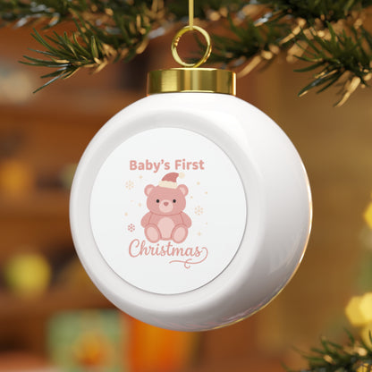 Ceramic Christmas Ball Ornament - Baby's First Christmas