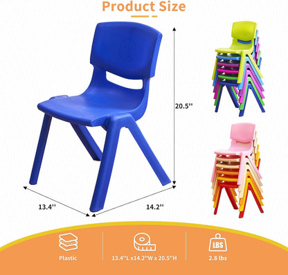 12Pcs Stackable School Chairs, Colorful Kids Plastic Chair for Toddlers with 12'' Seat, Kids Flexible Seating for Classroom Elementary, School, Daycare, Outdoor, Classroom Furniture (12PCS)