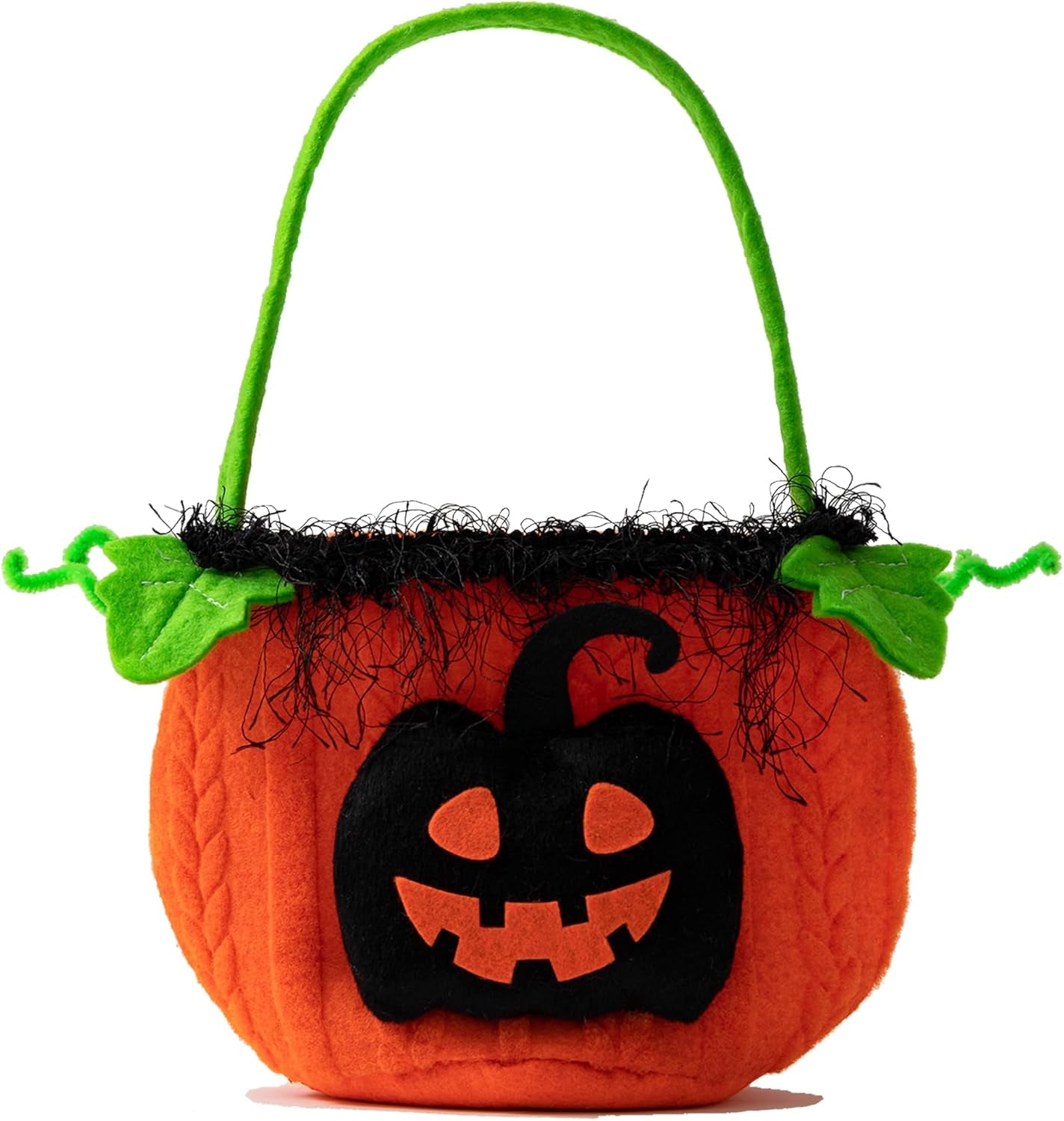 Halloween Trick or Treat Bag, Pumpkin Plush Candy Tote Bucket Multipurpose Portable Collapsible Reusable Goody Bucket - Best Halloween Party Choice