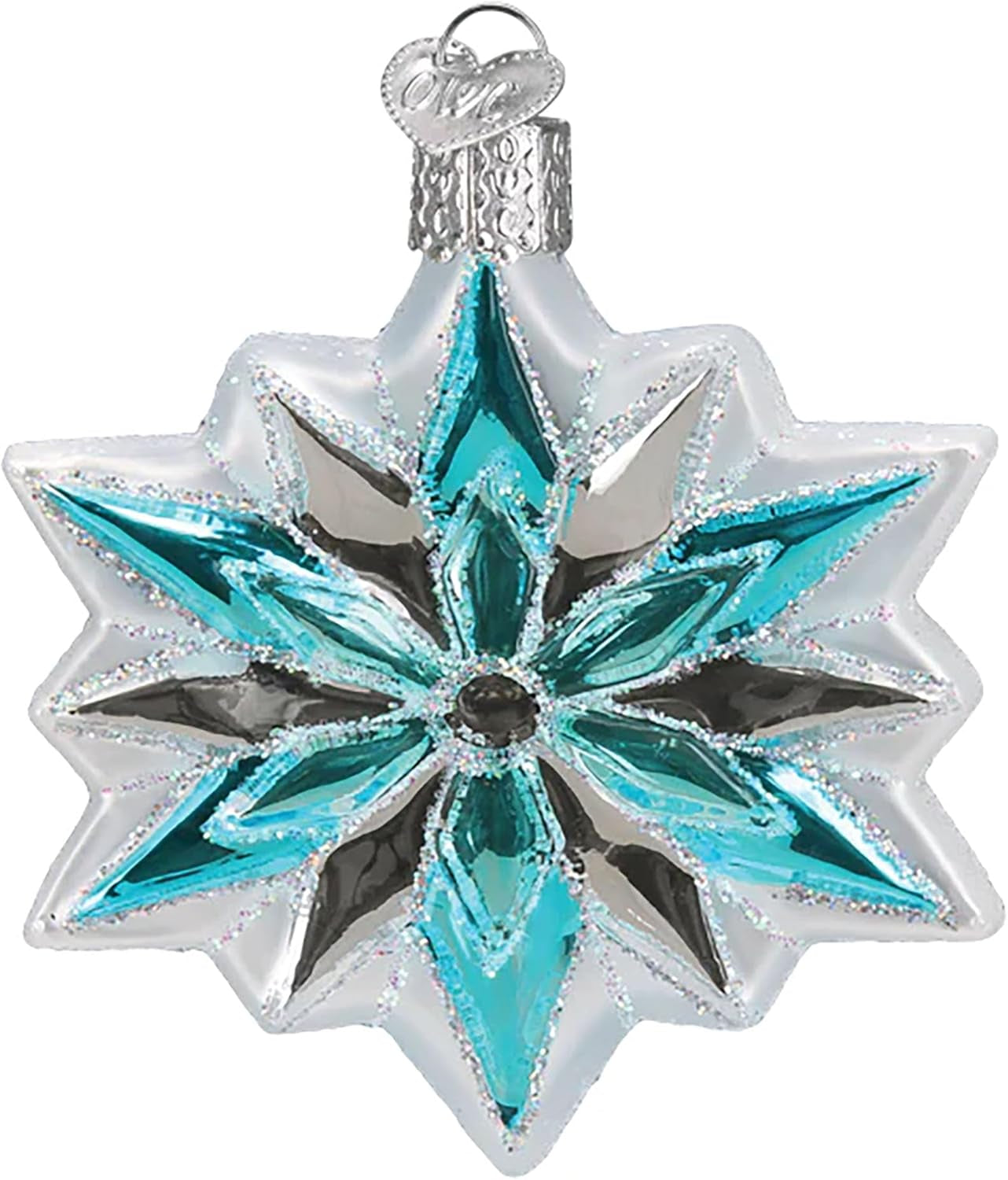 Snowflake Glass Blown Ornament for Christmas Tree