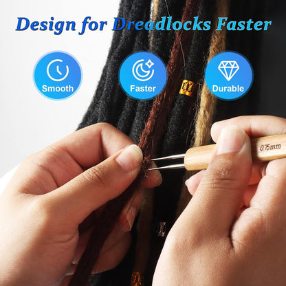 6PCS Dreadlock Crochet Hooks for Hair, Durable 0.75Mm Dreadlock Crochet Needle with Interlocking Tool for Locs, Excellent for Maintaining Real Dread Loc