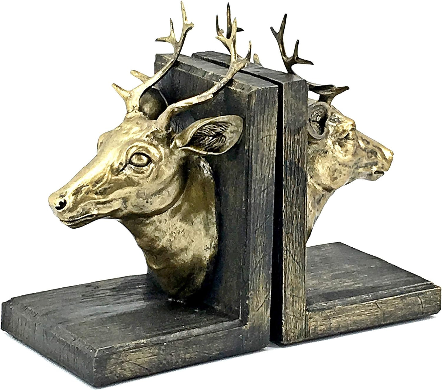 Decorative Bookends Vintage Deer Elk Antlers Cottage Cabin Lodge Farmhouse Woodland Home Decor 8 Inch