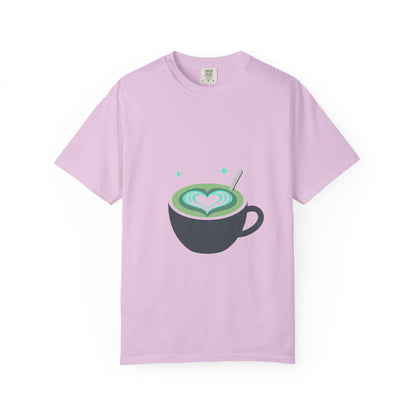 Matcha Latte Heart Graphic | Garment-Dyed Unisex T-Shirt, Soft Cotton | Valentine & Galentine Gift | Cafe Aesthetic Y2K