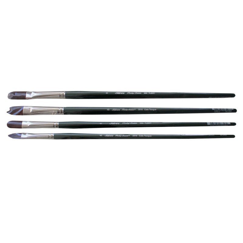 Ruby Satin Cats Tongues, 4 Brushes