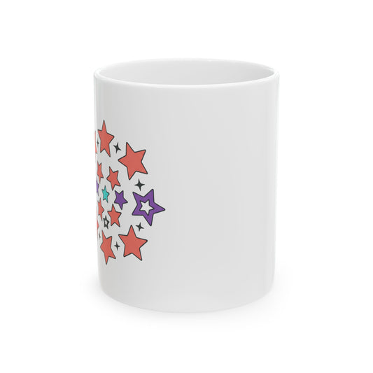 Pink-Purple Star Cluster | 11oz Ceramic Coffee Mug for Daily Sips | Galentine’s & Valentine Gift for Friends | Y2K Celestial Aesthetic