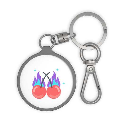 Cherry Pair Flames | Keyring Tag Charm for Bags & Keys | Valentine, Galentine & Couples Gift | Y2K Edgy-Cute Aesthetic