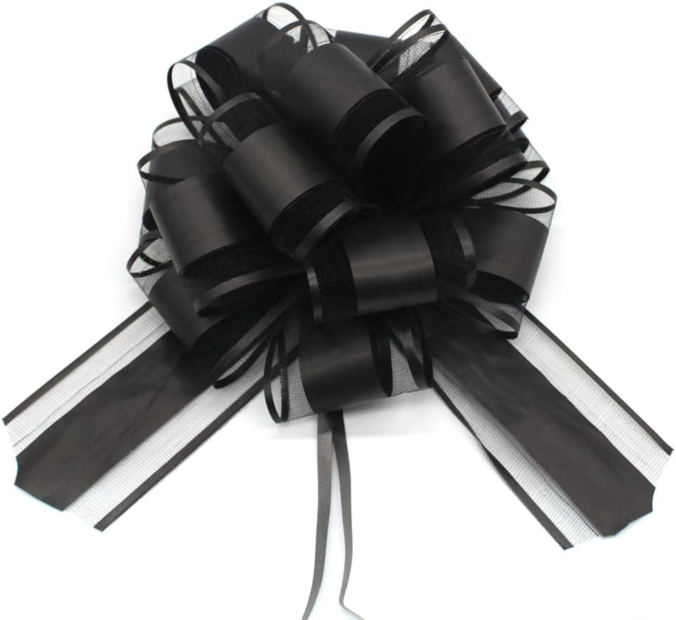 6 PCS Large Pull Bows, Black Bows for Gift Wrapping,6 Inches,Christmas Party Birthday Gift Wedding Ribbon Bows for Wrapping Gift Basket or Flower Decorations, Valentine'S Day Gift Decorations