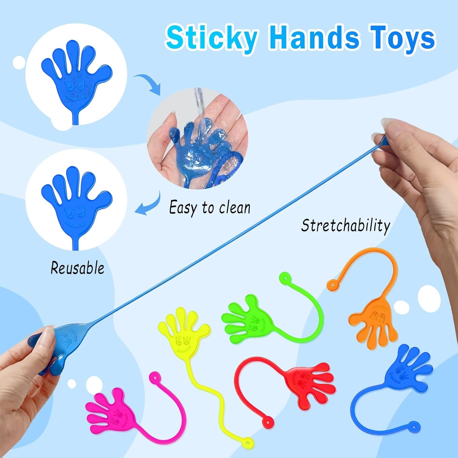 Sticky Hands Bulk 48 PCS Party Favors for Kids 4-8 8-12 Stretchy Sticky Hand Toy Christmas Stocking Stuffers for Kids Goodie Bag Stuffers Treasure Box Toys for Classroom Prizes Birthday Party Supplies