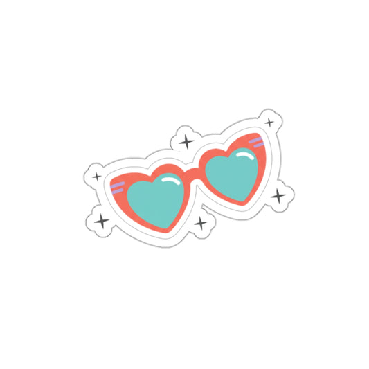 Y2K Heart Sunglasses Sticker | Die-Cut Vinyl Sticker for Laptop & Water Bottle | Valentine & Galentine Gift | Pink Gradient Aesthetic