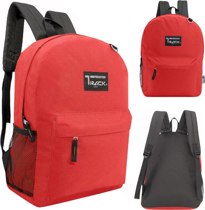 24 Pack 17 Inch Wholesale Bulk Backpack for Work School in Assorted Color Perfect for Donations and Giveaways