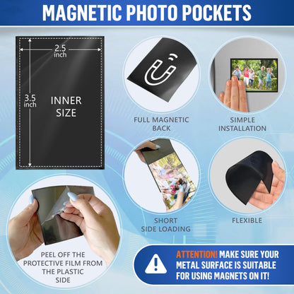 15 Pack 2.5 x 3.5 Magnetic Picture Frames for Refrigetator Wallet   Small
