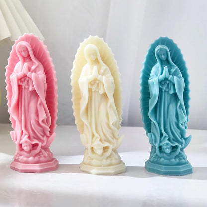 Religious Virgin Mary Statue Silicone Mold Virgin Mary Candle Molds for Candle Making Supplies Wax Tools Virgen Maria Candle Mold Silicone Molds for Resin Concrete Plaster Epoxy Molds Home Decor