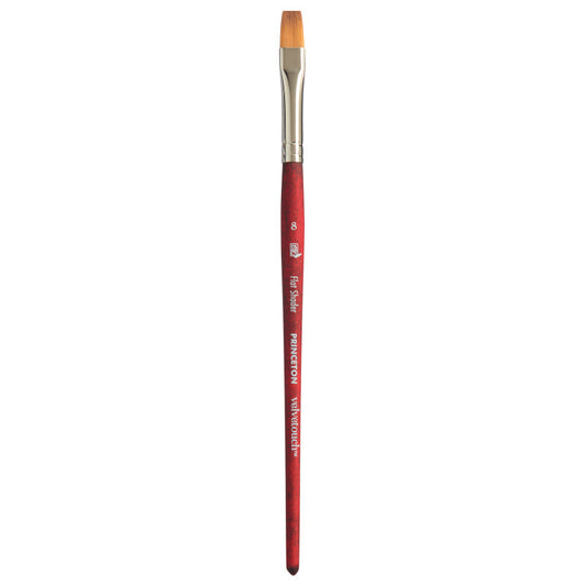 Velvetouch Flat Shader Brush, Synthetic Bristles, Short Handle Mixed Media Paintbrush, Scarlet, Size 8, 1 Count