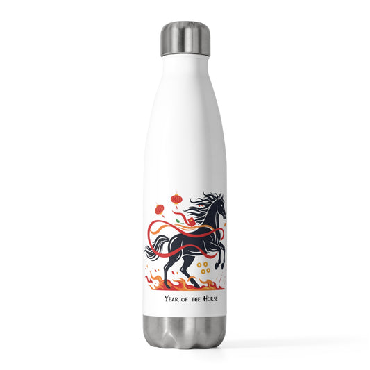 Fire Horse Pose Tumbler | 20oz Insulated Stainless Steel Bottle | Lunar New Year Gift for Family & Teachers | Red Gold
