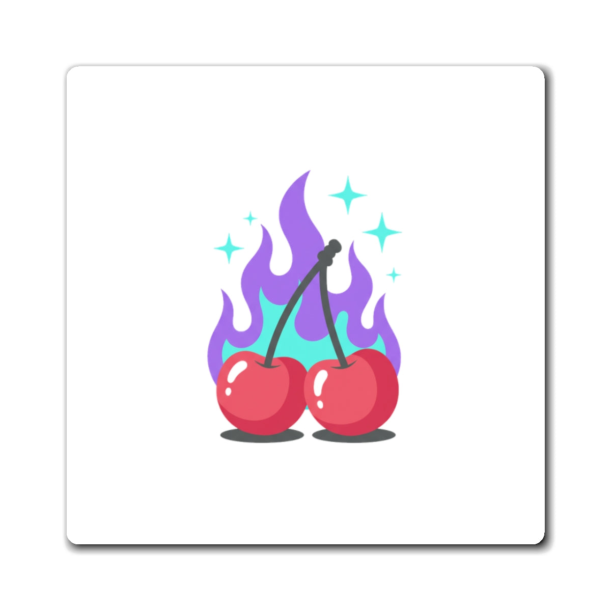 Cherry Flames Magnet | Y2K Aesthetic Fridge Decor + Collector Magnet | Valentine & Galentine Gift | Edgy Cute Red Gradient