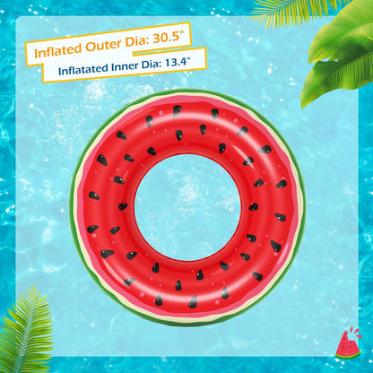 Inflatable Pool Floats Kids - 2 Pack Floaties Pool Tubes Swim Rings Fruit Water Floaty Watermelon Kiwi Inflatable Pool Toys Float for Swimming Pool Party Lake Beach Adults