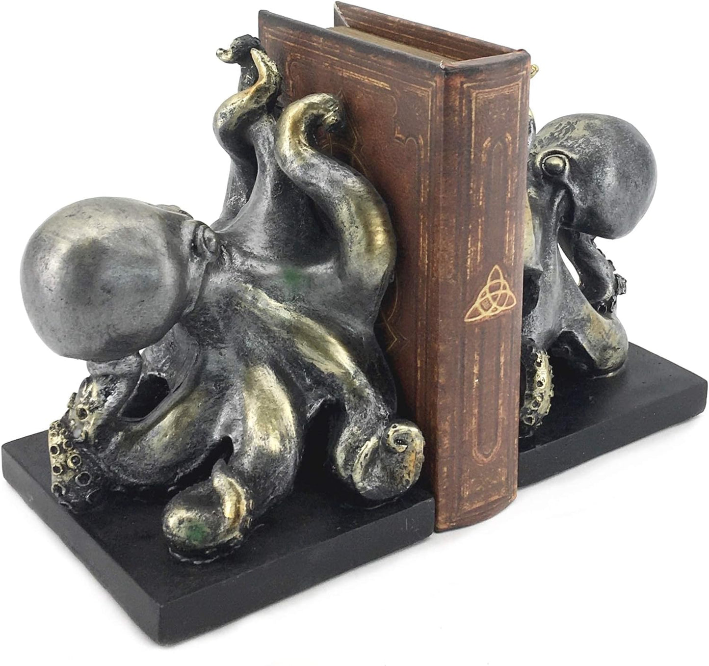 Decorative Bookends Octopus Pirate Sailors Nautical Home Decor Vintage Antique Cute Cool Book Ends Unique Accents Silver 6 Inch