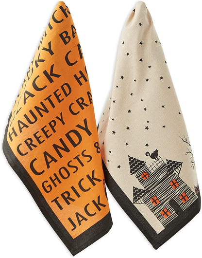 Halloween Hand Towels for the Kitchen Decorative Spooky & Fun Cotton Printed Dishtowel Set, 18X28, Monster Bash, 3 Count