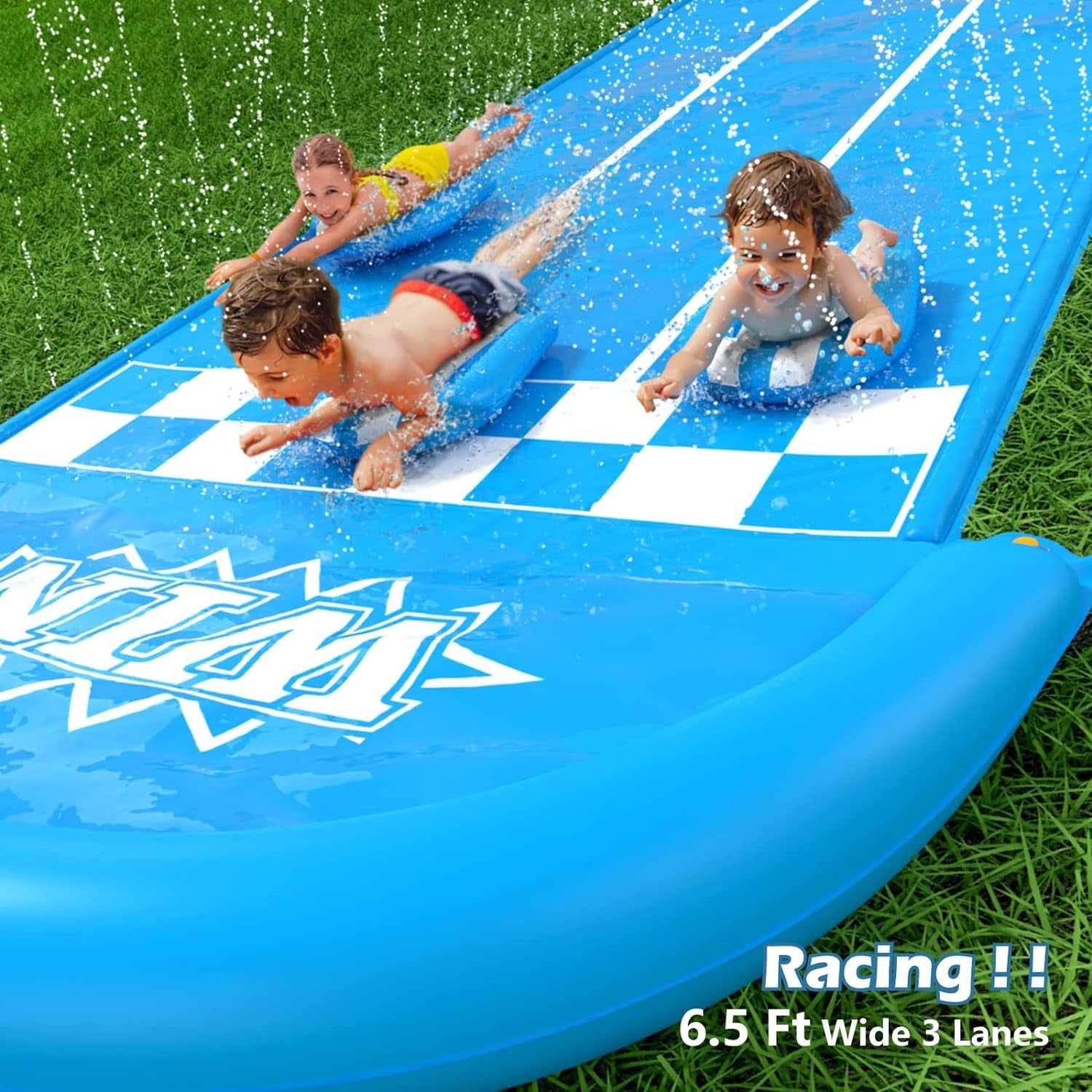 Slip and Slide Lawn Toy - Lawn Water Slides Summer Slip Waterslide for Kids Adults 20Ft Extra Long with Sprinkler N 3 Bodyboards Backyard Games Outdoor Splash Water Toys outside Play Park