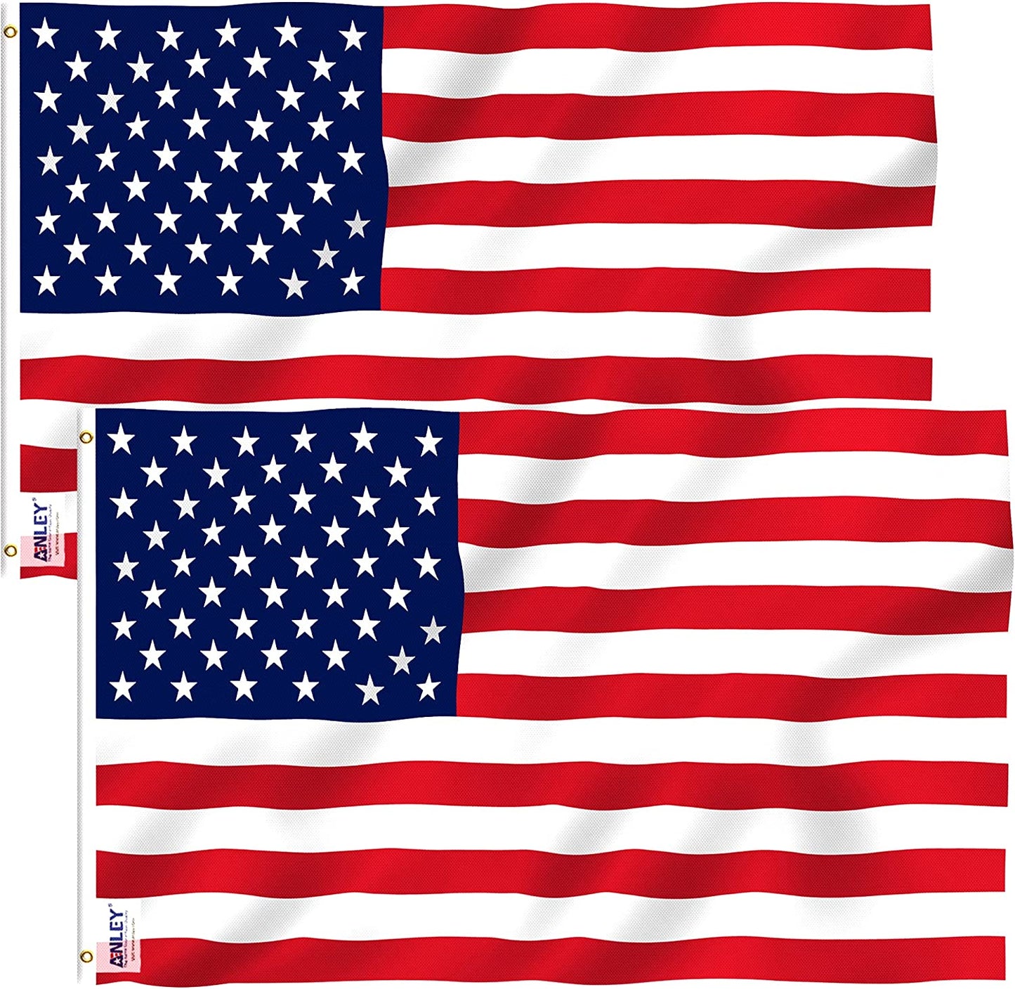 Fly Breeze 3X5 Foot American US Flag - Vivid Color and UV Fade Resistant - Canvas Header and Double Stitched - USA Flags Polyester with Brass Grommets 3 X 5 Ft